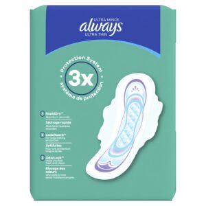 Always Ultra Thin Feminine Pads with Wings for Women, Size 1, Regular Absorbency, Unscented, 46 Count - Image 10