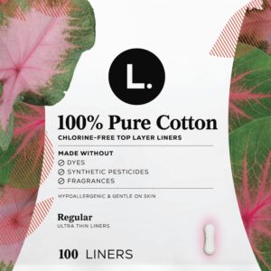 L. Ultra Thin Liners for Women, Regular, 100% Pure Cotton Top Layer 100 Ct - Image 4