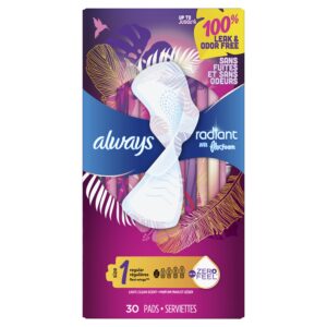 Always Radiant Feminine Pads with Wings, Size 1, Regular Absorbency, Scented, 30 Count - Image 9