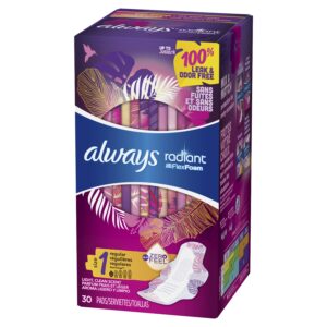 Always Radiant Feminine Pads with Wings, Size 1, Regular Absorbency, Scented, 30 Count - Image 11