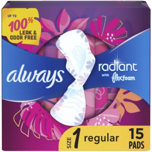Always Radiant Feminine Pads with Wings, Size 1, Regular Absorbency, Scented, 30 Count - Image 12