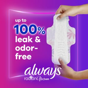 Always Radiant Feminine Pads with Wings, Size 1, Regular Absorbency, Scented, 30 Count - Image 13
