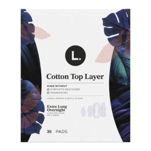L. Ultra Thin Pads for Women, Overnight Absorbency, Organic Cotton Top Layer, Unscented Pads with Wings, 36 CT - Image 11