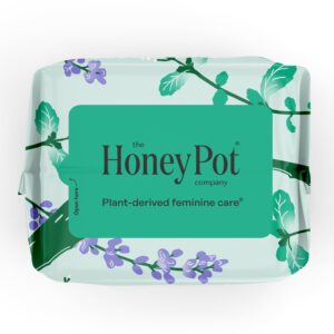 Honey Pot 100% Organic Cotton Cover Cooling Herbal Infusion Overnight Pads, 12 Count