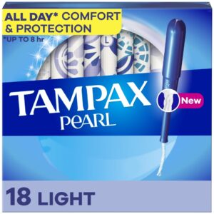 Tampax Pearl Tampons with LeakGuard Braid, Light Absorbency, 18 Ct - Image 1