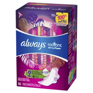 Always Radiant Feminine Pads with Wings, Size 2, Heavy Absorbency, Scented, 36 CT - Image 3