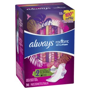 Always Radiant Feminine Pads with Wings, Size 2, Heavy Absorbency, Scented, 36 CT - Image 4