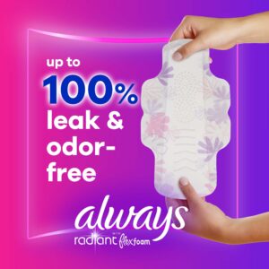 Always Radiant Feminine Pads with Wings, Size 2, Heavy Absorbency, Scented, 36 CT - Image 13