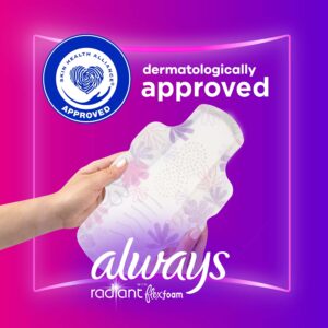 Always Radiant Feminine Pads with Wings, Size 2, Heavy Absorbency, Scented, 36 CT - Image 16