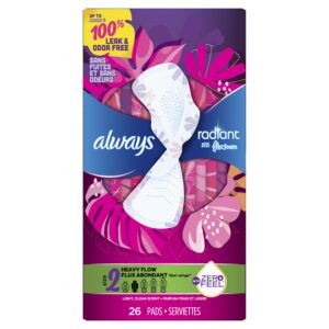 Always Radiant Feminine Pads with Wings, Size 2, Heavy Absorbency, Scented, 36 CT - Image 18