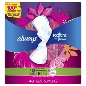 Always Radiant Feminine Pads with Wings, Size 2, Heavy Absorbency, Scented, 36 CT - Image 28