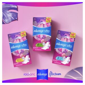 Always Radiant Feminine Pads with Wings, Size 2, Heavy Absorbency, Scented, 36 CT - Image 36