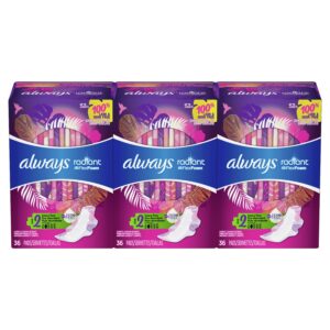 Always Radiant Feminine Pads with Wings, Size 2, Heavy Absorbency, Scented, 36 CT - Image 39