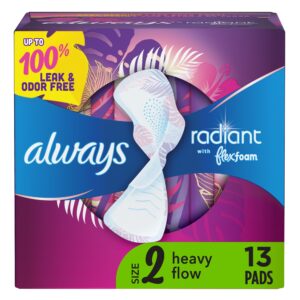 Always Radiant Feminine Pads with Wings, Size 2, Heavy Absorbency, Scented, 36 CT - Image 40
