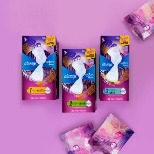 Always Radiant Feminine Pads with Wings, Size 2, Heavy Absorbency, Scented, 36 CT - Image 45