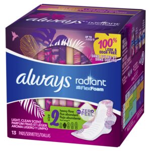 Always Radiant Feminine Pads with Wings, Size 2, Heavy Absorbency, Scented, 36 CT - Image 49
