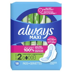 Always Maxi Pads with Wings, Size 2, Long Super Absorbency, 60 CT - Image 18