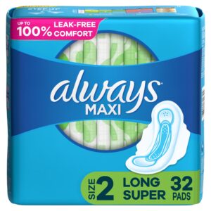 Always Maxi Pads with Wings, Size 2, Long Super Absorbency, 60 CT - Image 32