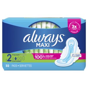 Always Maxi Pads with Wings, Size 2, Long Super Absorbency, 60 CT - Image 40