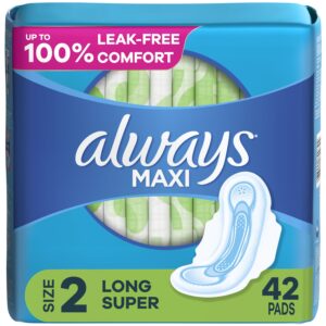 Always Maxi Pads with Wings, Size 2, Long Super Absorbency, 60 CT - Image 42