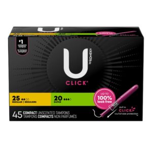 U by Kotex Click Compact Multipack Tampons, Regular/Super, Unscented, 45 Count - Image 9