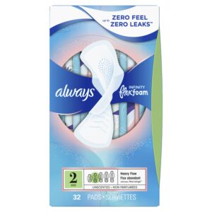 Always Infinity Feminine Pads with Wings, Size 2, Heavy Absorbency, Unscented, 32 Count - Image 8