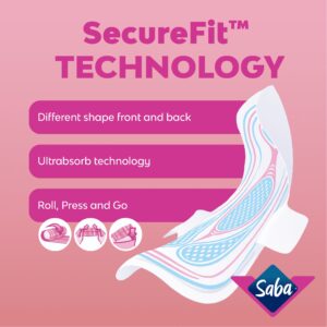 Saba Ultra Invisible Ultra Thin Long Pads With Wings | Discreet & Breathable Heavy Flow Pads for Women | Perfect Fit For All Body Types & Underwear Styles | 64 Pads (4 Packages, 16 Pads Each) - Image 3