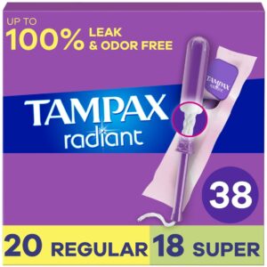 Tampax Radiant Tampons Duo Pack with LeakGuard Braid, Regular/Super Absorbency, 28 Ct - Image 12