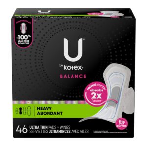 U by Kotex Balance Ultra Thin Pads with Wings, Heavy Absorbency, 46 Count - Image 11
