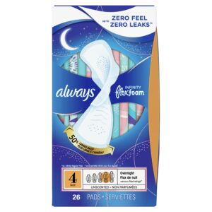 Always Infinity Feminine Pads with wings, Size 4, Overnight Absorbency, Unscented, 38 Ct - Image 28