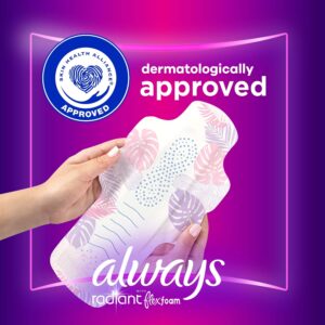 Always Radiant Feminine Pads with Wings, Size 4, Overnight Absorbency, Scented, 20 Count - Image 15