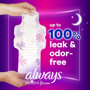 Always Radiant Feminine Pads with Wings, Size 4, Overnight Absorbency, Scented, 20 Count - Image 24