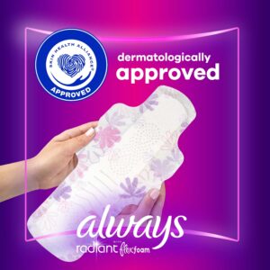 Always Radiant Feminine Pads with Wings, Size 4, Overnight Absorbency, Scented, 20 Count - Image 26