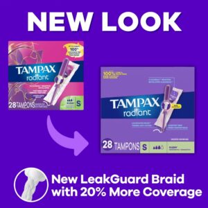Tampax Radiant Tampons with LeakGuard Braid, Super Absorbency, 28 Count - Image 2