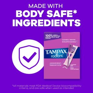 Tampax Radiant Tampons with LeakGuard Braid, Super Absorbency, 28 Count - Image 6