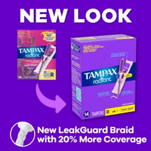 Tampax Radiant Tampons with LeakGuard Braid, Super Absorbency, 28 Count - Image 12