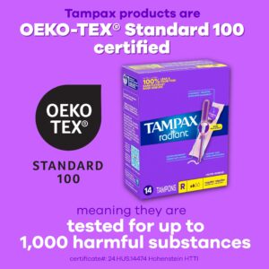 Tampax Radiant Tampons with LeakGuard Braid, Super Absorbency, 28 Count - Image 18