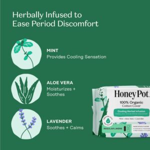Honey Pot 100% Organic Cotton Cover Cooling Herbal Infusion Regular Liners, 30 Count - Image 4