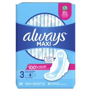 Always Maxi Pads with Wings, Size 3, Extra Long Super Absorbency, 33 CT - Image 9