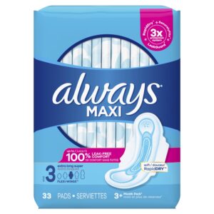Always Maxi Pads with Wings, Size 3, Extra Long Super Absorbency, 33 CT - Image 19