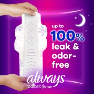 Always Radiant Feminine Pads with Wings, Size 5, Extra Heavy Overnight Absorbency, Scented, 18 Count - Image 11