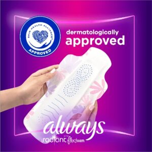 Always Radiant Feminine Pads with Wings, Size 5, Extra Heavy Overnight Absorbency, Scented, 18 Count - Image 12
