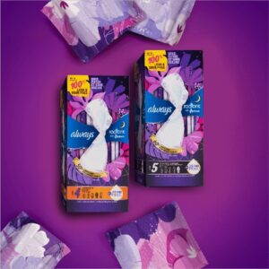 Always Radiant Feminine Pads with Wings, Size 5, Extra Heavy Overnight Absorbency, Scented, 18 Count - Image 13