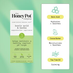 The Honey Pot Company, Boric Acid and Herbal Suppositories + Applicator 14 ovules, 1 applicator - Image 3