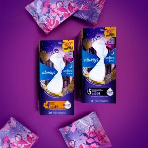 Always Radiant Feminine Pads with Wings, Size 5, Extra Heavy Overnight Absorbency, 34 Ct - Image 15