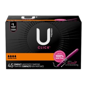 U by Kotex Click Compact Tampons, Super Plus, Unscented, 45 Count - Image 9