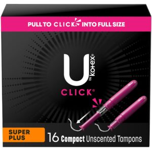 U by Kotex Click Compact Tampons, Super Plus, Unscented, 45 Count - Image 12