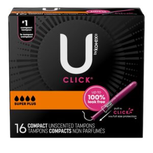U by Kotex Click Compact Tampons, Super Plus, Unscented, 45 Count - Image 13
