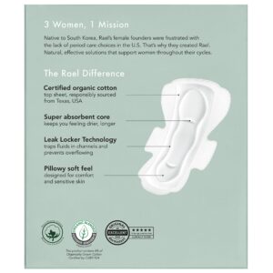 Rael Certified Organic Cotton Cover Unscented Pads with Wings, Large, 14 Count - Image 7