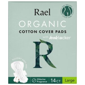 Rael Certified Organic Cotton Cover Unscented Pads with Wings, Large, 14 Count - Image 10